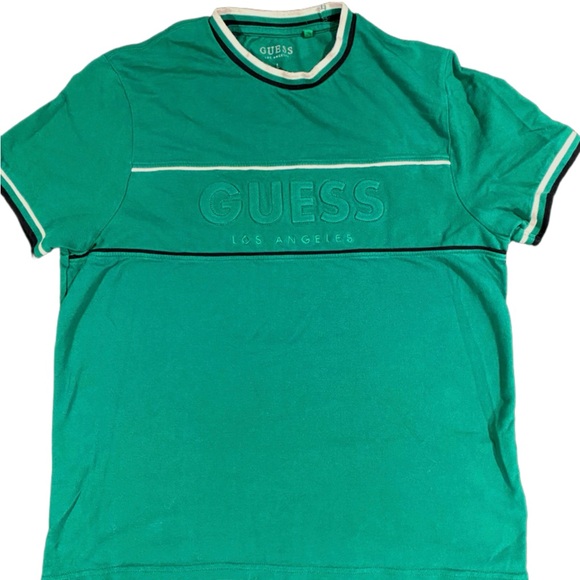 GUESS Men's Green Tee with White Accents - Picture 2 of 5